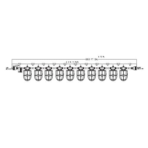 Ericson 100-ft 150W Construct-O-Lite 3-Wire LED String Lights, NEMA 5-15, 600V