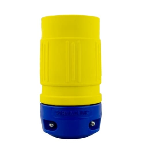 Ericson NEMA Connector, Perma-Link, 2P/3W, 1 Ph, 20A, 250V, Medium, Yellow