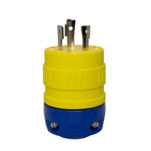 Ericson NEMA Plug, Perma-Link, 2P/3W, 1 Ph, 30A, 125V, Medium, Yellow