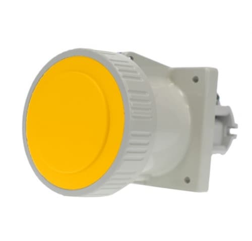 Ericson 30A Pin & Sleeve Watertight Receptacle, 1PH, 2P/3W, 125V, Yellow/Gray