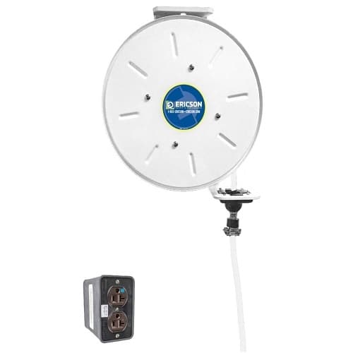 Ericson 50-ft Retractable Reel, NEMA 20A Plug & DPLX (2), 12/3 AWG, 125V, WHT