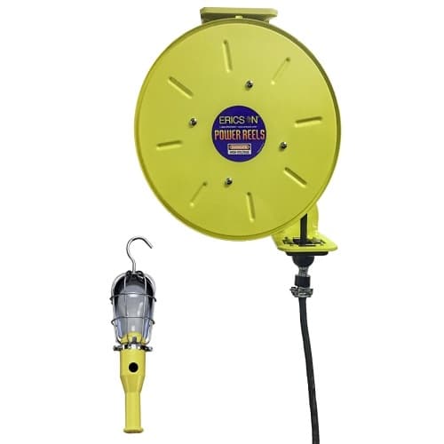 Ericson 50-ft Retractable Reel, NEMA 15A & 744-RS Handlamp, 16/3