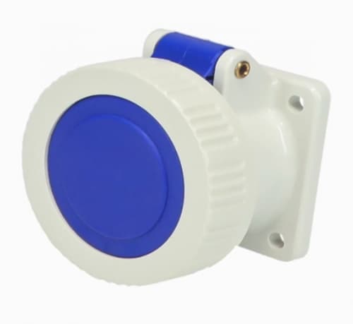 Ericson 20A Pin & Sleeve Straight Receptacle, 3PH, 3P/4W, 250V, Blue & Gray