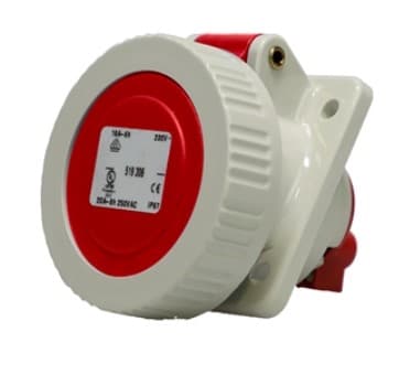 Ericson 20A Pin & Sleeve Watertight Angled Receptacle, 3P/4W, 480V, Red