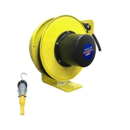 Ericson 50-ft Retractable Reel w/ Handlamp (944-RS), Blunt-End, 16/3 AWG