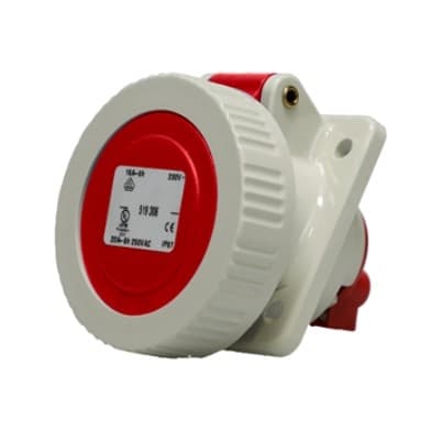 Ericson 20A Pin & Sleeve Watertight Angled Receptacle, 4P/5W, 277/480V, Red