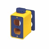 1-Gang Outlet Box w/ Cord Clamp, Dual-Side, Duplex, Standard, Yellow
