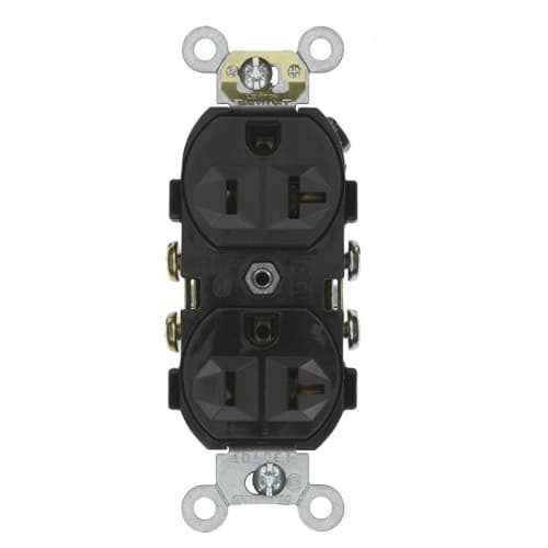 Ericson Black Duplex Straight Blade Receptacle, NEMA 5-20, 125V