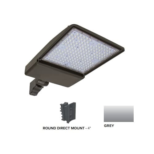 ESL Vision 250W LED Shoebox Area Light w/ 4" Round Pole Mount, 0-10V Dim, 38043 lm, 3000K, Grey