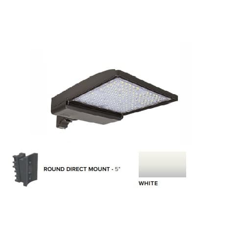 ESL Vision 320W LED Shoebox Area Light w/ 5" Round Pole Mount, 0-10V Dim, 43894 lm, 3000K, White