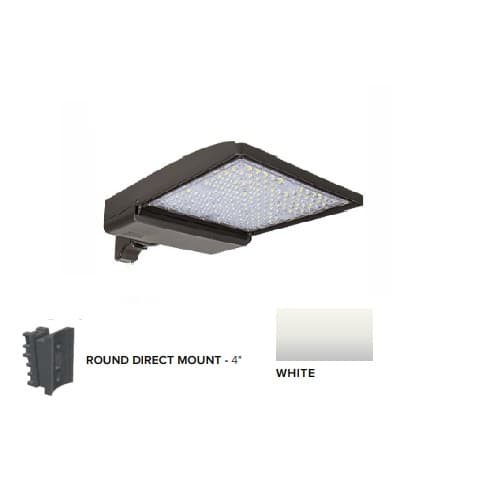 ESL Vision 320W LED Shoebox Area Light w/ 4" Round Pole Mount, 0-10V Dim, 46260 lm, 4000K, White