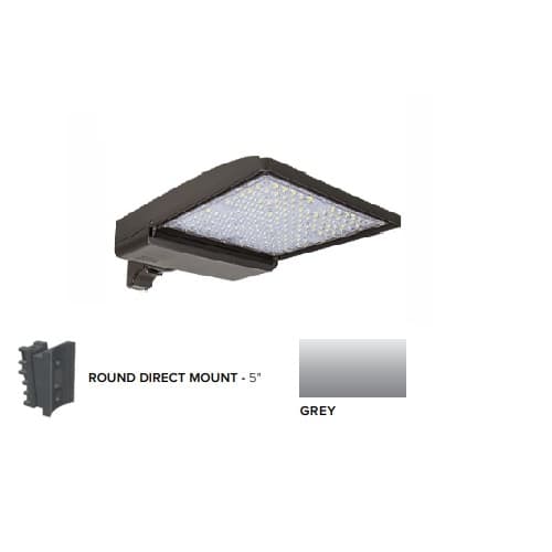 ESL Vision 320W LED Shoebox Area Light w/ 5" Round Pole Mount, 0-10V Dim, 48643 lm, 5000K, Grey