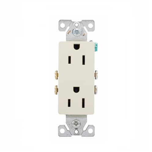 Eaton Wiring 15 Amp Decora Receptacle, Duplex, Auto Ground, Almond