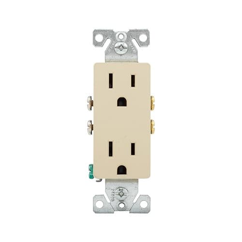 Eaton Wiring 15 Amp Auto-Grounding NEMA 5-15R Duplex Decorator Receptacle Outlet, Ivory