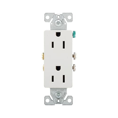 Eaton Wiring 15 Amp Auto-Grounding NEMA 5-15R Duplex Decorator Receptacle Outlet, White