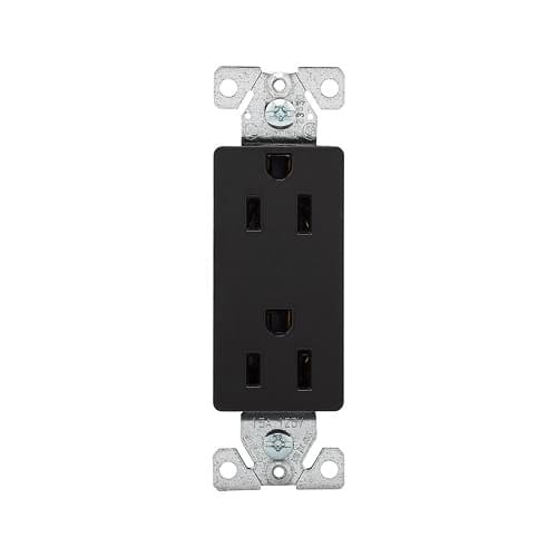 Eaton Wiring 15 Amp NEMA 5-15R Duplex Decorator Receptacle Outlet, Black