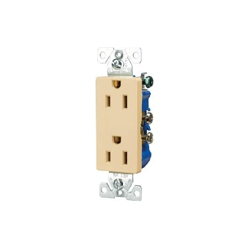 Eaton Wiring 15 Amp Decorator Duplex Receptacle, 2-Pole, 3-Wire, #14-10 AWG, 125V, Ivory