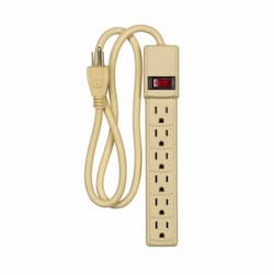 15 Amp Power Strip, 3 FT 14/3 SJT, Ivory