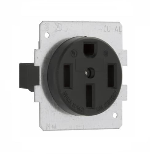 Eaton Wiring 50 Amp Power Receptacle, NEMA 14-50R, 3 Pole/4 Wire, Black