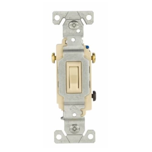 Eaton Wiring 15 Amp Toggle Switch, Single-Pole, 3-Way, 14-10 AWG, 120V, Ivory, Bulk