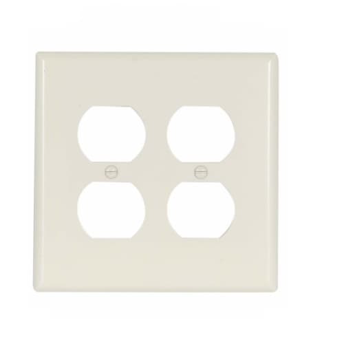 Eaton Wiring Mid-Size 2-Gang Duplex Receptacle Thermoset Wallplate, Almond