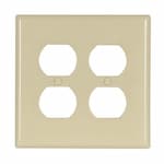 Eaton Wiring Mid-Size 2-Gang Duplex Receptacle Thermoset Wallplate, Ivory