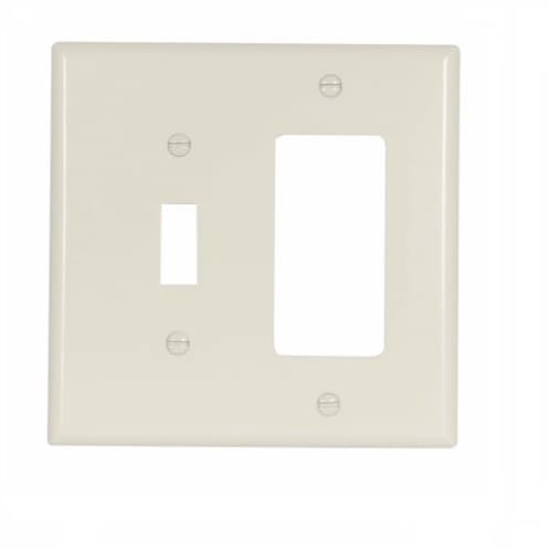 Eaton Wiring 2-Gang Toggle & Decorator Combination Wallplate, Almond