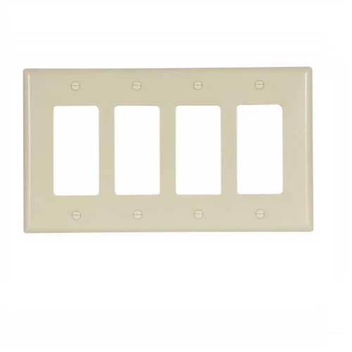 Eaton Wiring 4-Gang Mid-Size Decorator Wallplate, Ivory