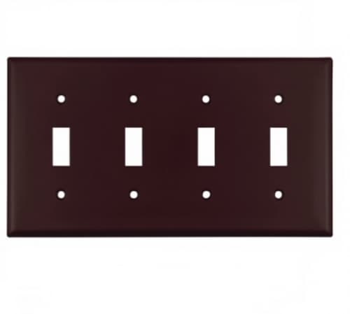 Eaton Wiring 4-Gang Thermoset Toggle Switch Wallplate, Brown