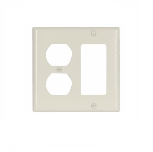 Eaton Wiring 2-Gang Thermoset Duplex Receptacle & Rocker Switch Wallplate, Almond