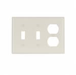 Eaton Wiring 3-Gang Thermoset Duplex Receptacle & Toggle Switch Wallplate, Light Almond