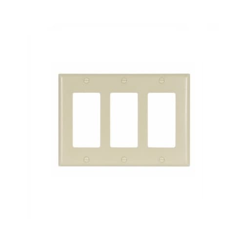 Eaton Wiring 3-Gang Decorator Wallplate, Standard, Thermoset, Gray