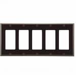 Eaton Wiring 5-Gang Thermoset Decorator Wallplate, Brown