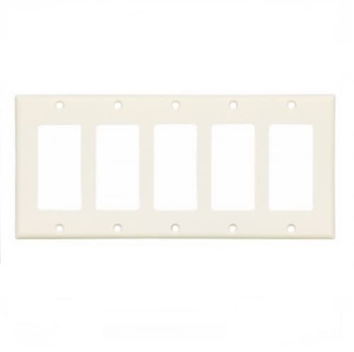 Eaton Wiring 5-Gang Thermoset Decorator Wallplate, Light Almond