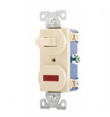 Eaton Wiring 15 Amp Pilot Light Switch, Combination, Ivory