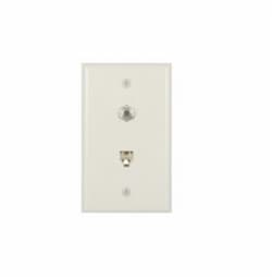 Flush Mount Wall Plate w/ Phone & Coax Jack, Light Almond