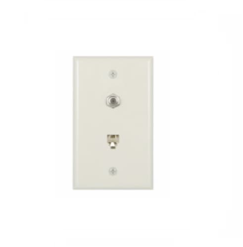 Eaton Wiring Flush Mount Wall Plate w/ Phone & Coax Jack, Light Almond