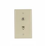 Eaton Wiring Flush Mount Wall Plate w/ Phone & Coax Jack, Ivory