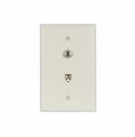 Eaton Wiring Flush Mount Wall Plates w/ Coax & Phone Jack, Mid-Size, Light Almond