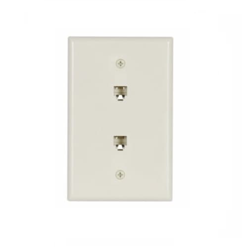 Eaton Wiring Flush Mount Wall Plates w/ Two Phone Jacks, Mid-Size, Light Almond