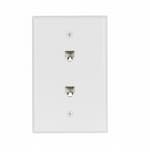 Eaton Wiring Flush Mount Wall Plates w/ Two Phone Jacks, Mid-Size, White