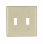 Eaton Wiring 2-Gang Toggle Switch Plate, Standard Size, Thermoset, Ivory