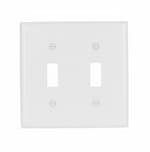 Eaton Wiring 2-Gang Toggle Switch Plate, Standard Size, Thermoset, White