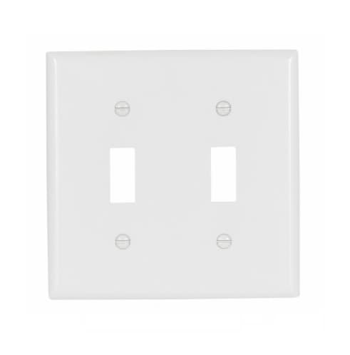 Eaton Wiring 2-Gang Toggle Switch Plate, Standard Size, Thermoset, White