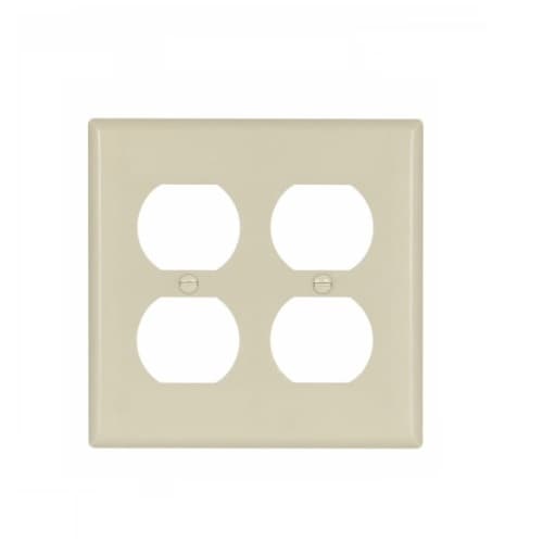 Eaton Wiring Standard Size Extra Depth 2-Gang Duplex Receptacle Wallplate, Ivory