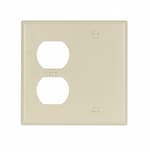 Eaton Wiring 2-Gang Combination Wall Plate, Duplex & Blank, Standard, Ivory