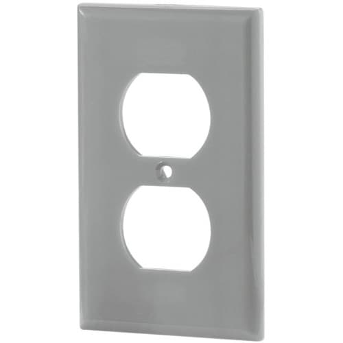 Eaton Wiring Standard Size Duplex Receptacle Nylon Wallplate, Gray