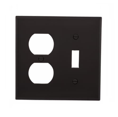 Eaton Wiring 2-Gang Toggle & Duplex Wall Plate, Standard, Black
