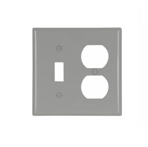 Eaton Wiring 2-Gang Toggle & Duplex Wall Plate, Standard, Gray