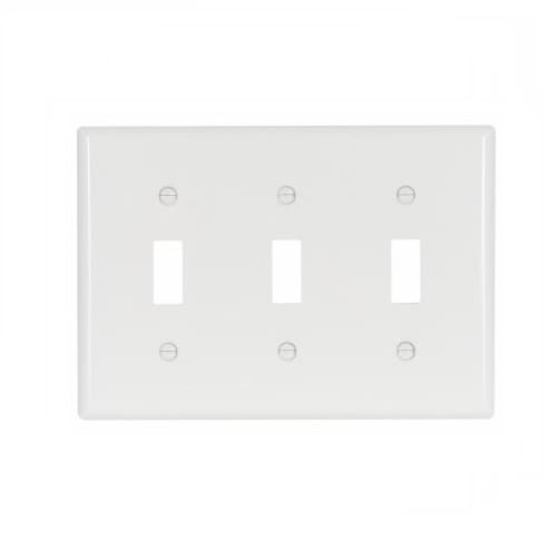 Eaton Wiring 3-Gang Toggle Switch Wall Plate, Standard, White